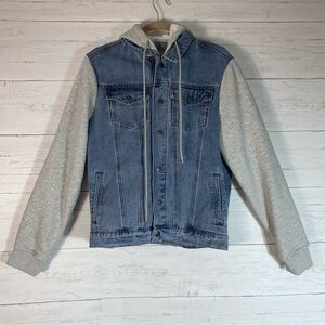 Krispy Kreme Snap Up Hooded Denim Jean Jacket Hot Now Doughnuts Adult M Blue